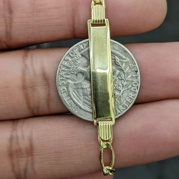 10kt real gold figaro ID bracelet